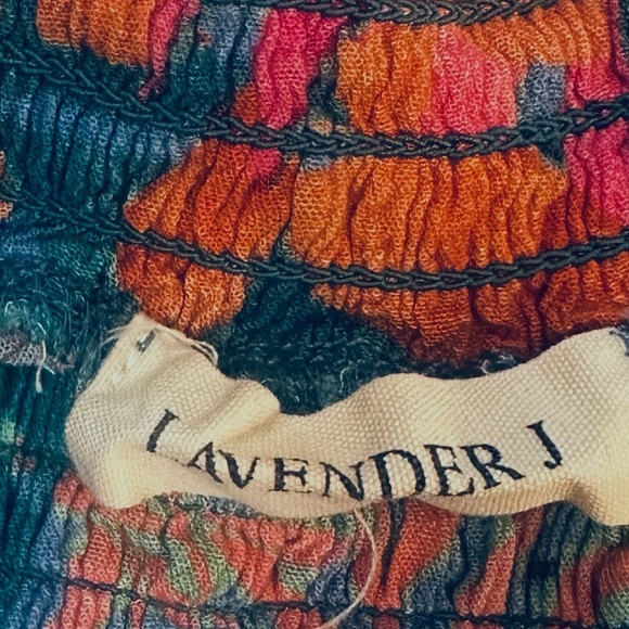 Lavender J Palazzo Pants Size Large Blue Pink Yellow Orange Tropical Print - Picture 7 of 11